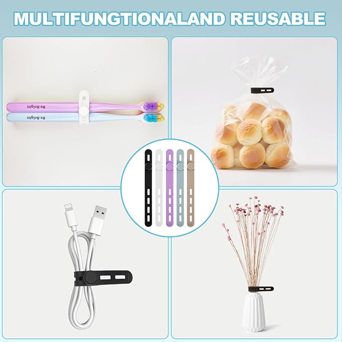 30 Pcs Cable Ties ，Silicone Cable Ties, Reusable Cord Organizer - Image 6