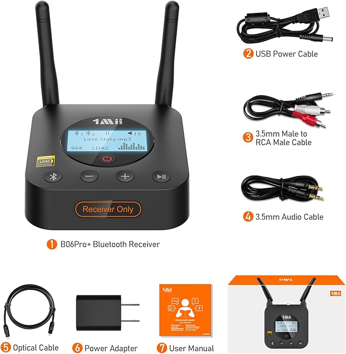1Mii B06Pro+ Hi-Fi Bluetooth 5.2 Audio Receiver, LDAC Hi-Res Wireless Audio - Image 8