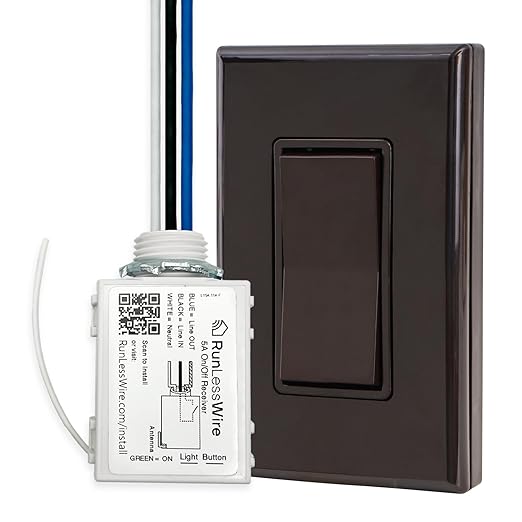 RunLessWire Single Pole Battery-Free DIY Wireless Light Switch Kit 150ft RF by RunLessWire