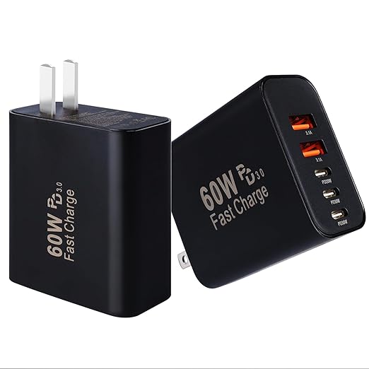 USB C Super Fasr Charger Block, 60W 5Port iPhone Charger Fast Charging by Unknown