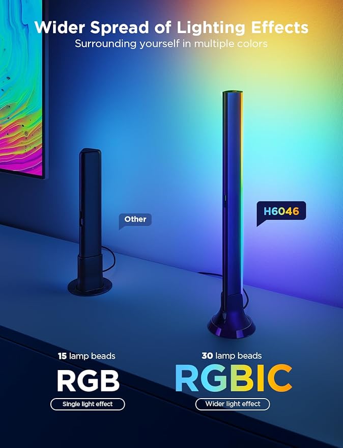 Govee TV Backlight 3 Lite Kit, 11.8ft RGBICW Wi-Fi TV LED Strip Lights - Image 4