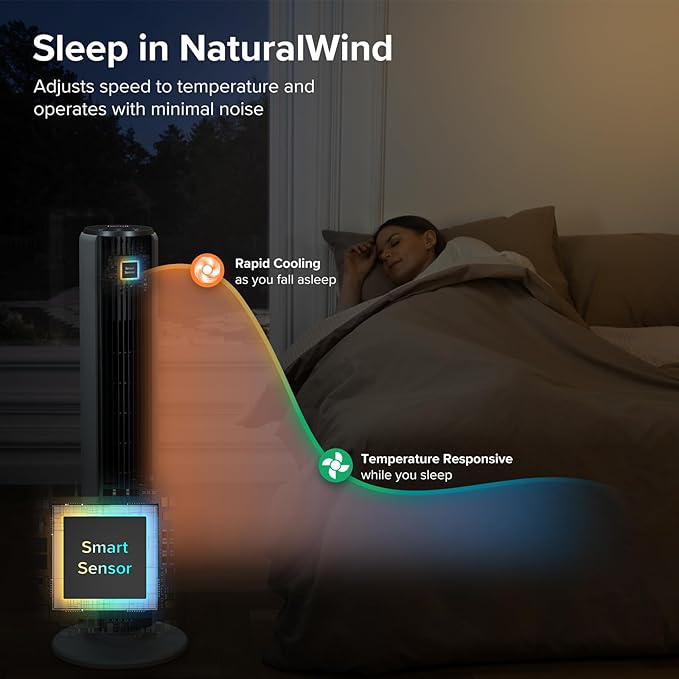 LEVOIT Tower Fan for Bedroom, 25ft/s Velocity Standing Fan - Image 6