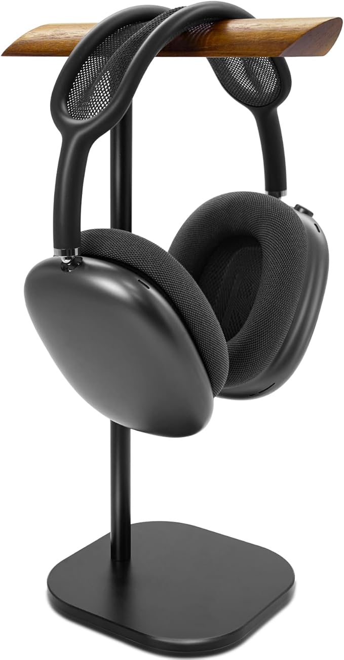 GEVO Headphone Stand for Desk, Walnut Wood & Aluminum Headset Stand, Universal by GEVO