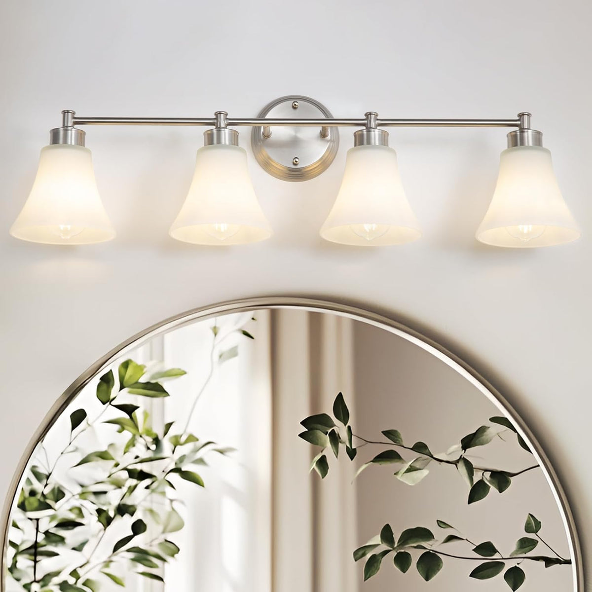 LOUSACE 4 Light Bathroom Vanity Light Brushed Nickel Bathroom Lighting Fixtures