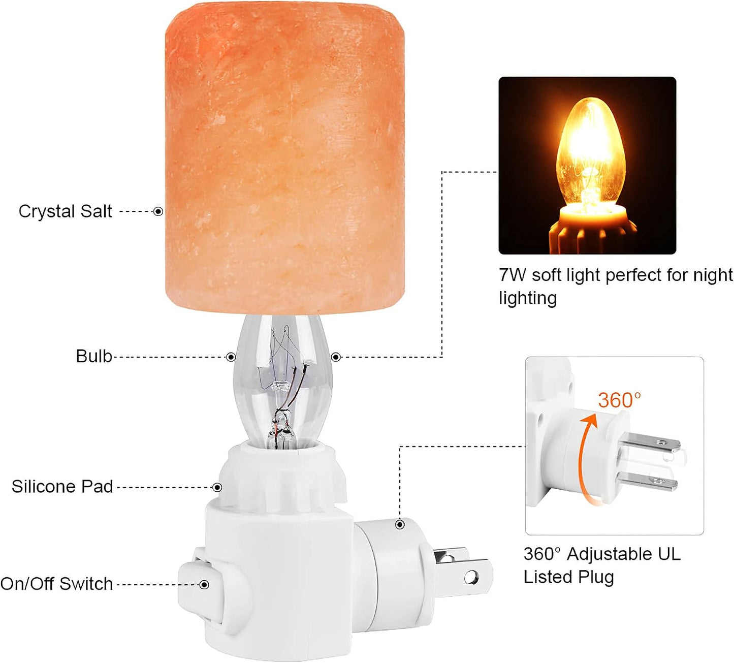 Syntus Himalayan Salt Lamp | Natural, Himalayan Salt Lamp, UL Listed Plug, Air Purifying, Decoration, Wall Light, Bulb Replacement, Durability