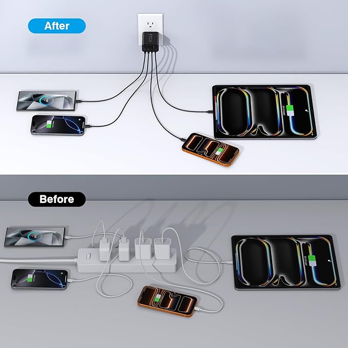 4-Port USB C Wall Charger Block, Fast Type C Power Brick Charging Cube Power - Image 6