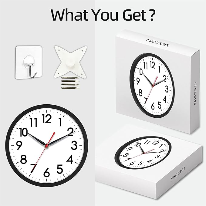 AKCISOT 12 Inch Wall Clock Silent Non-Ticking Modern Wall Clocks Battery - Image 7
