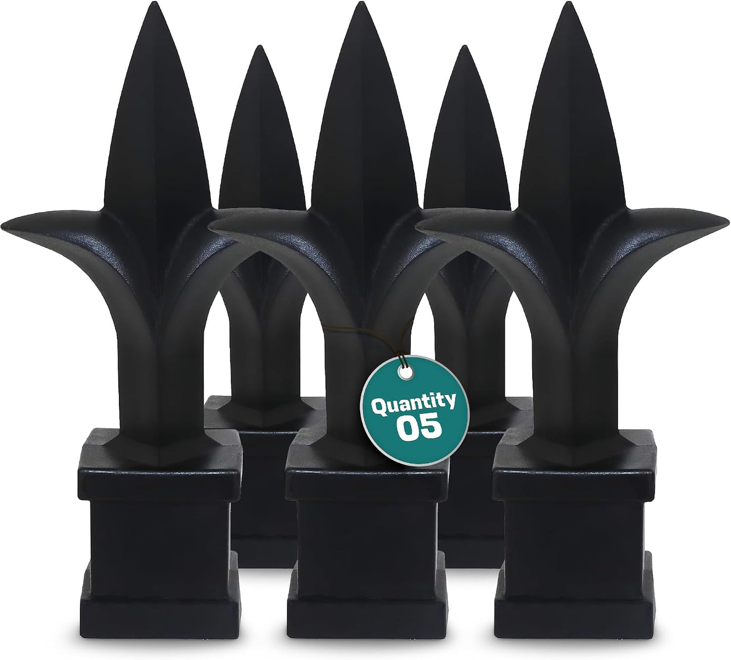 Address America Fence Finials Trident Spear High-Impact Polypropylene Black Finial Fence Topper (5ct, 1/2 inch) - Made in The USA - FF