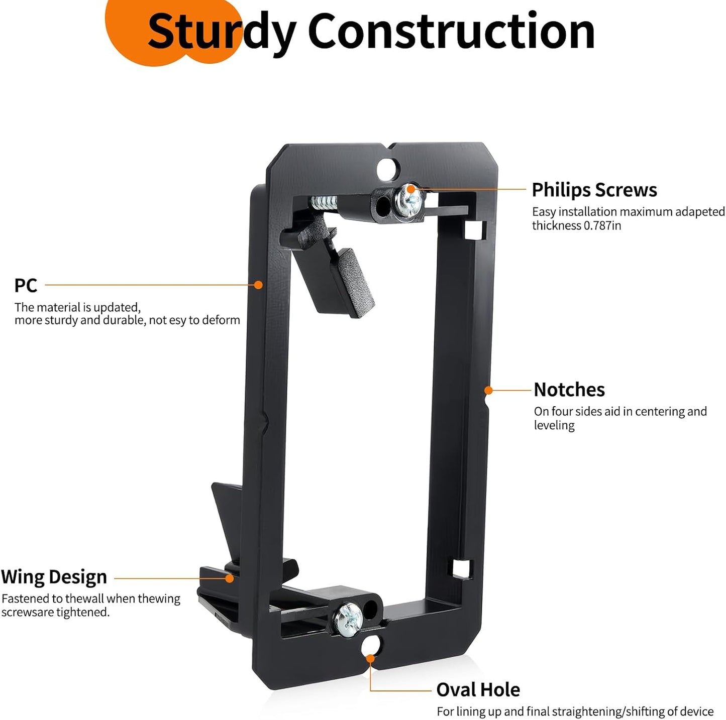 5 PCS Low Voltage Mounting Bracket, Black, Low Voltage Box | Ideal for Single Gang Wall Plate, HDMI, Telephone Wires, Network Cables, Coaxial and Speaker Cables
