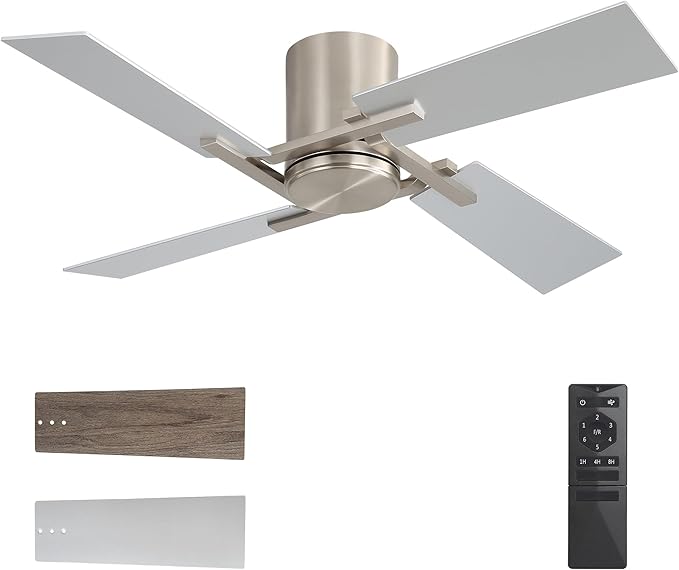 WINGBO 48 Inch Flush Mount Ceiling Fan without Light by HomePage