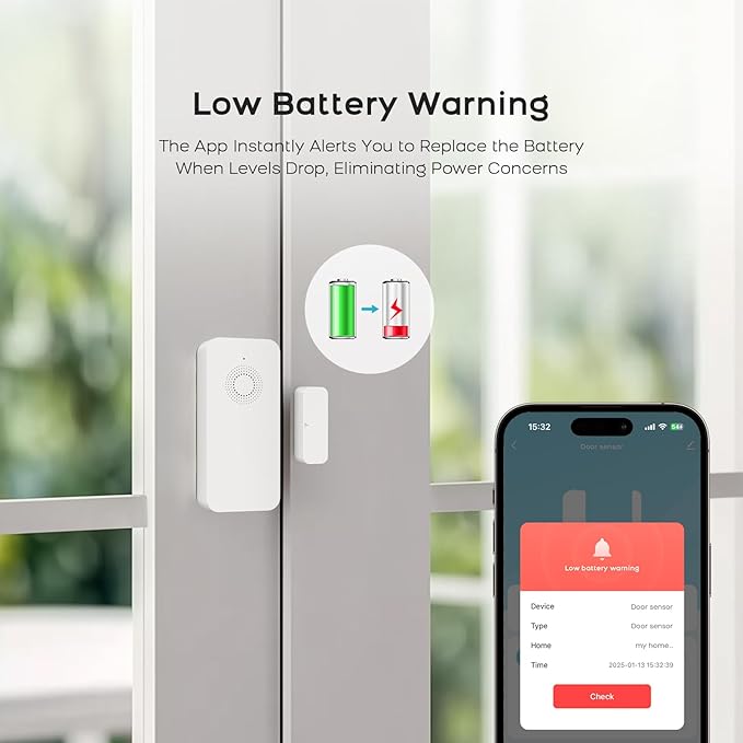 Clouree Security Window and Door Alarm Sensor, Wireless Sensor Door Window - Image 6