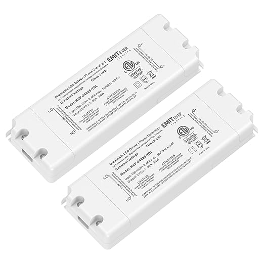 EMITEVER Triac Dimmable Driver, 2 Packs 25W Power Supply, AC 120V to DC 24V by EMITEVER