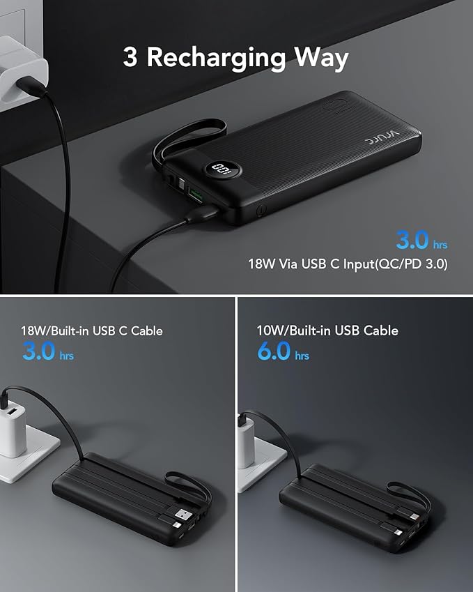 VRURC Portable Charger, 22.5W Slim Power Bank Fast Charging, 10000mAh USB C - Image 6