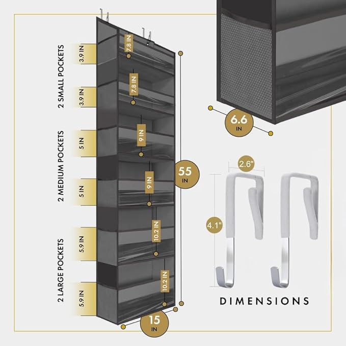 HOMELUX THEORY UPGRADED 6 Tiers Over The Door Organizer Hanging - Image 2