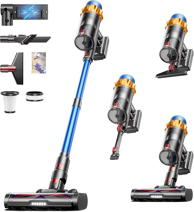 Kermoky Cordless Vacuum Cleaner, 650W 55KPA 70Mins Vacuum Cleaners by Unknown
