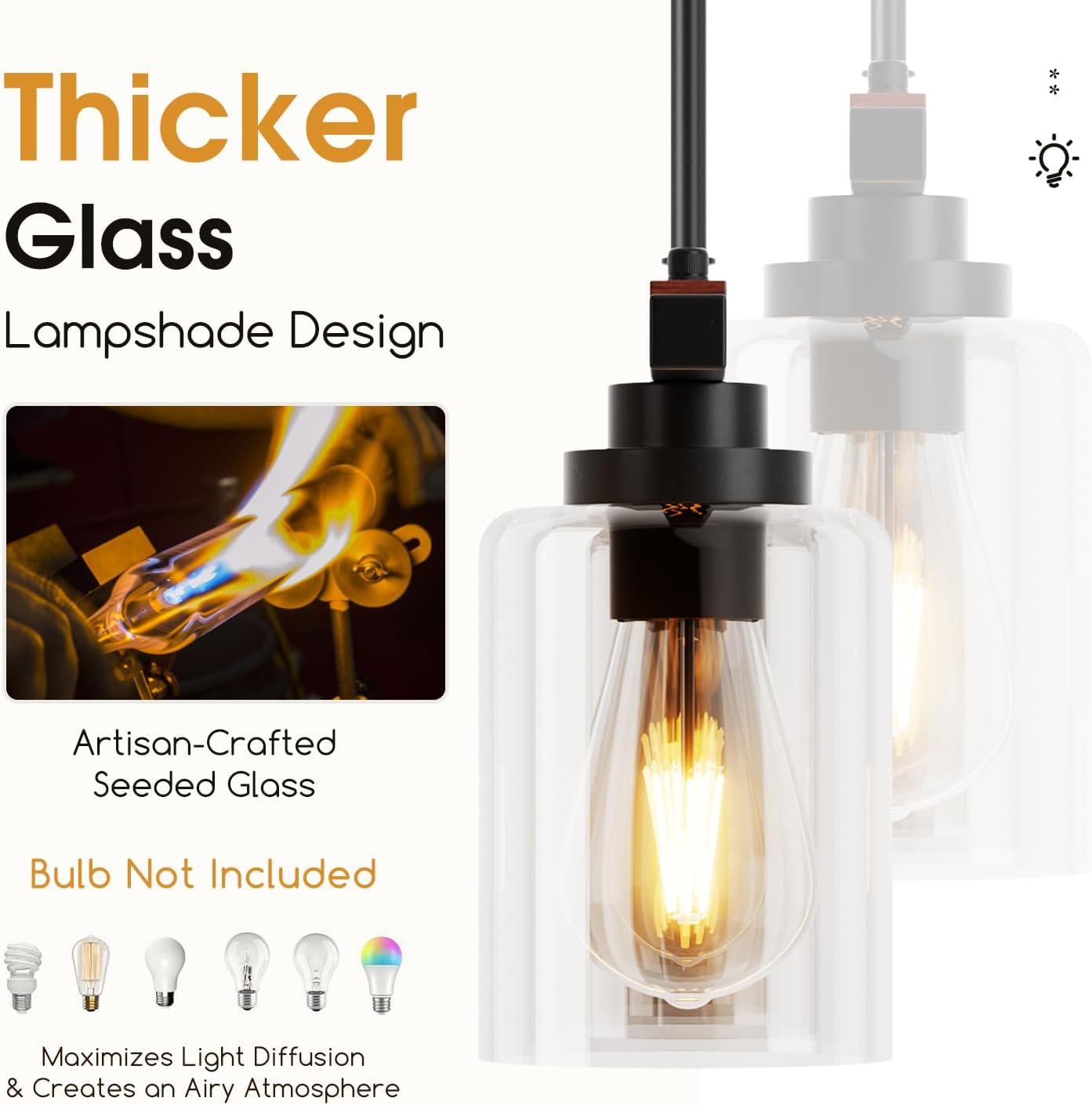 5-Light Dining Room Light Fixture 33.4" Kitchen Island Lighting | Linear Chandelier, Clear Glass Shades, Adjustable Height,for Kitchen Island, Dining Room
