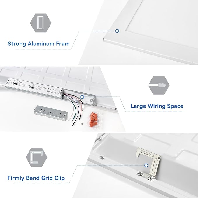 CycevSun 6-Pack 2x4 LED Flat Panel Light Drop Ceiling, 40/50/60W Selectable - Image 7