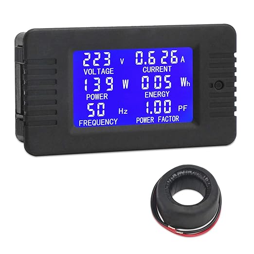 DROK AC Digital Meter, Current Voltage Amperage Power Energy Frequency Factor by DROK