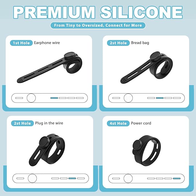15 Pcs Cable Ties ，Silicone Cable Ties, Reusable Cord Organizer - Image 3