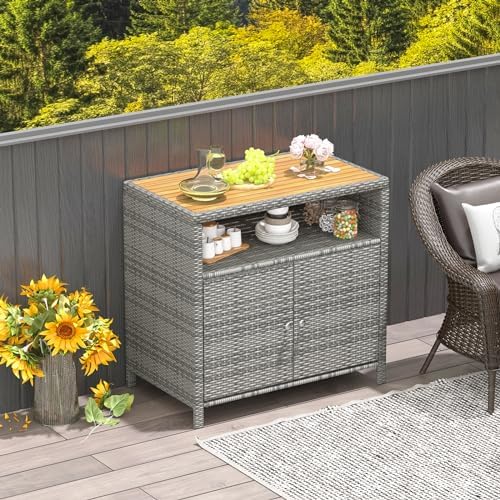rattan storage cabinet, outdoor & indoor sideboards with on a desk or shelf