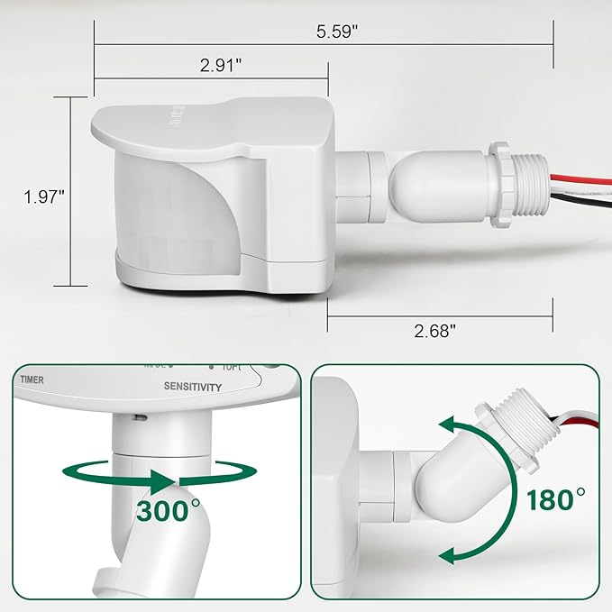 TREEWELL 240-Degree Replacement Motion Detector, Adjustable Time & Detection - Image 4