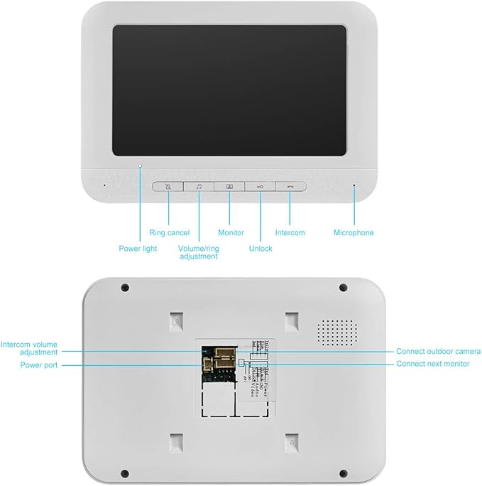 AMOCAM Video Intercom System, 7 Inche Monitor Wired Video Door Doorbell Kit - Image 6