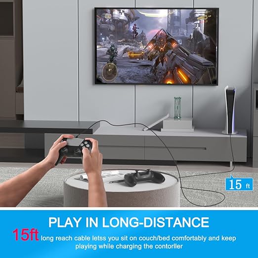 15FT Long Micro USB Cable, PS4 Controller Charger Cord - Image 5