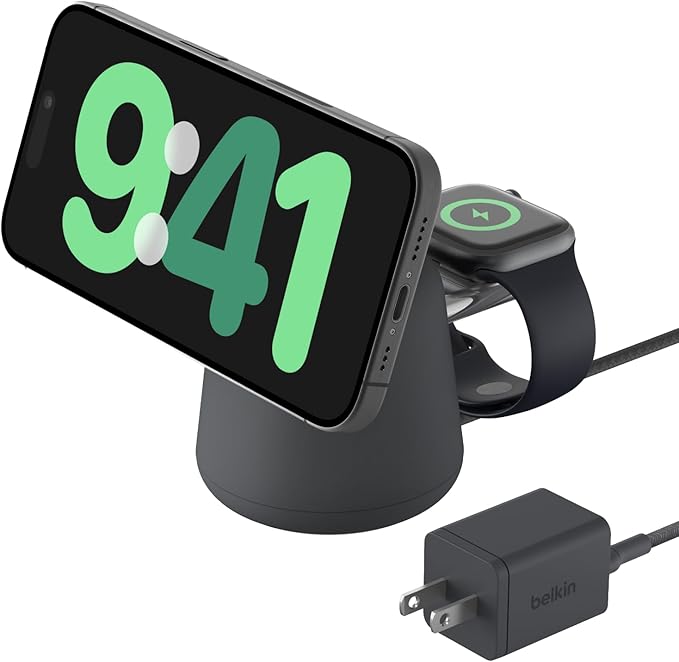 Belkin 2-in-1 MagSafe Wireless Charging Dock 15W Fast Charge iPhone Charger by Belkin