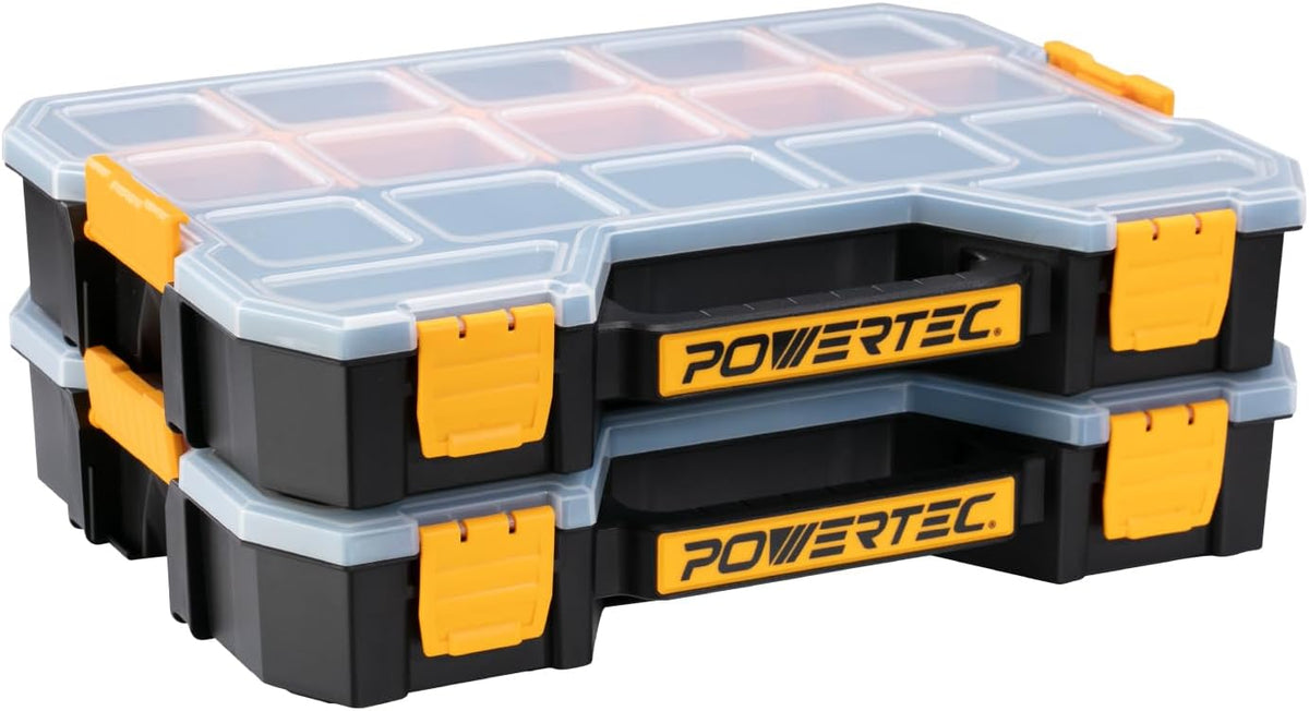 powertec stackable tool box organizer with removable dividers, main product view
