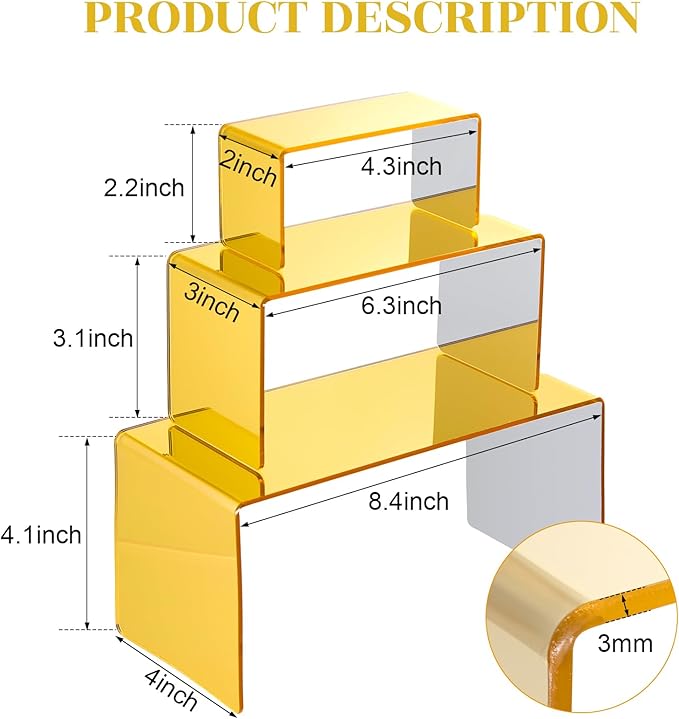 Chuangdi 2 Sets Acrylic Display Risers, Product Stand, Jewelry Display Riser - Image 2