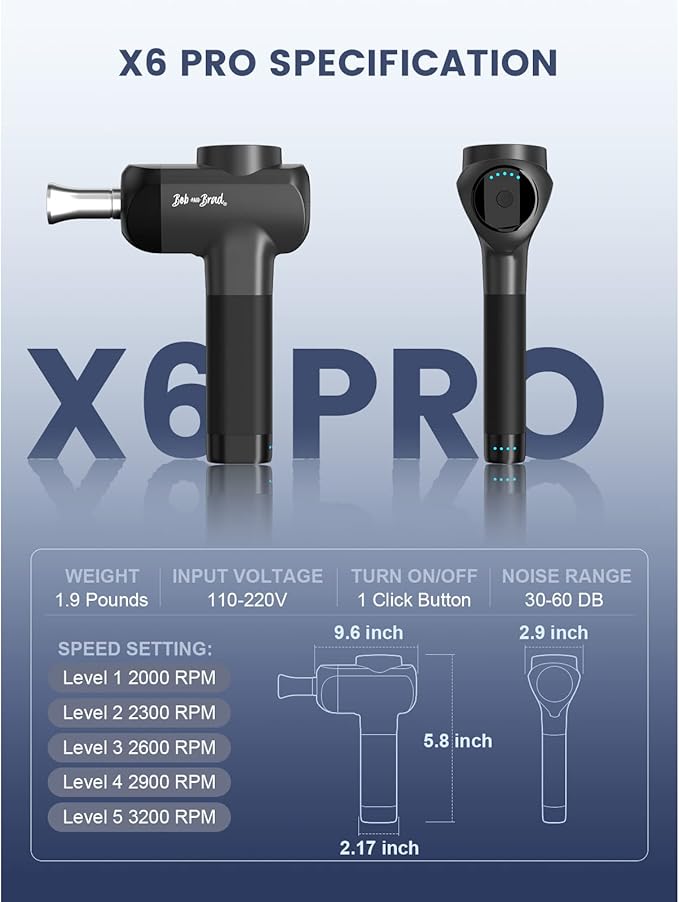 BOB AND BRAD X6 Pro Massage Gun Deep Tissue Percussion - Image 9
