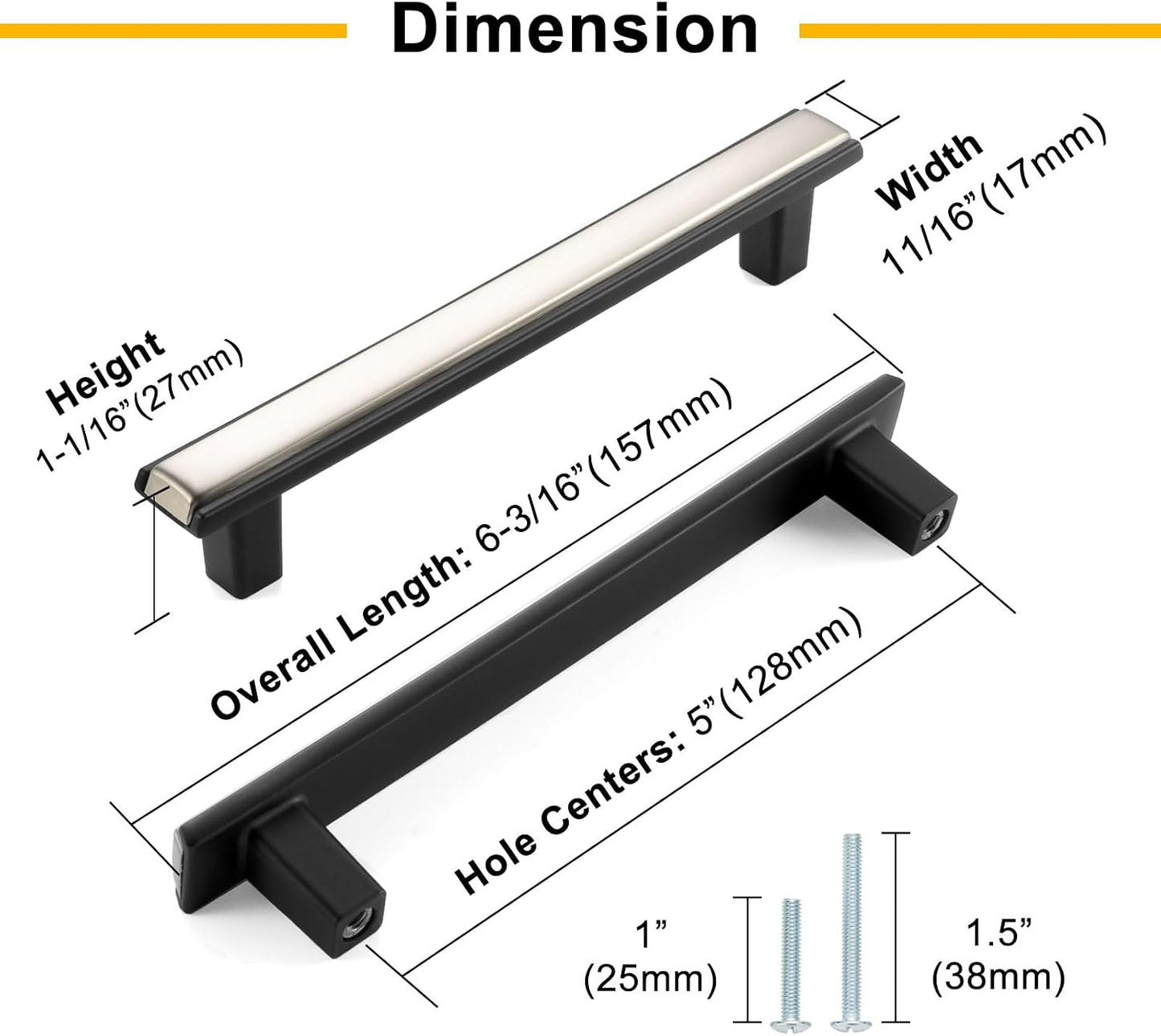 Nickel and Gold Cabinet Pulls Drawer Handles 5 Inch 10 Pack 2281 | Two Tone Drawer Pulls, Kitchen Cabinet Handles, Easy to Install, Zinc Alloy Hardware for Dressers Cupboards Bathroom Vanity