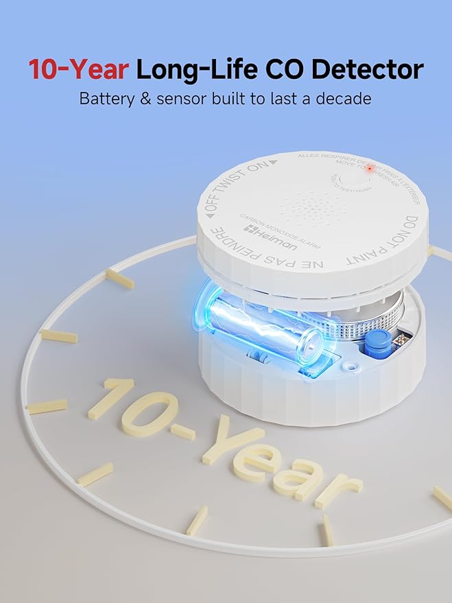 Heiman Carbon Monoxide Detector, Nano-Sized Portable CO Alarm Battery Powered - Image 3