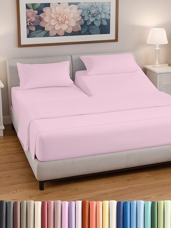 Split Head King Sheet Set – 4 Piece Flex Split Top King Sheets by CGKUnlimited