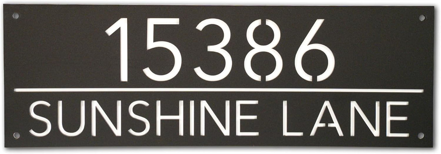 Made in Minnesota – Customized Address Sign 18x6 - Black or White – Made in USA - House Numbers for Outside Modern Address Plaque Street Name Sign (Black 18x6)