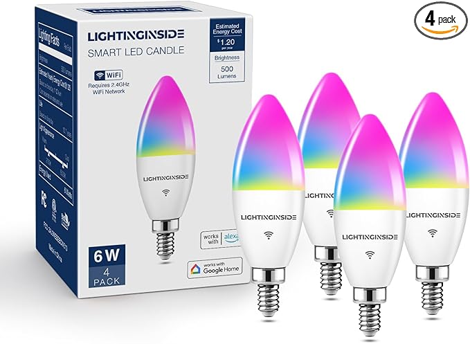Lightinginside E12 Smart Light Bulbs 60W Equiv., Work by Lightinginside