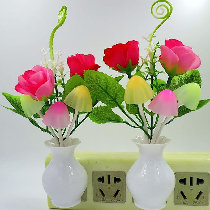 AUSAYE 4 Pack Plug in LED Night Light Sensor Light Rose Flower Decor, Energy - Image 4