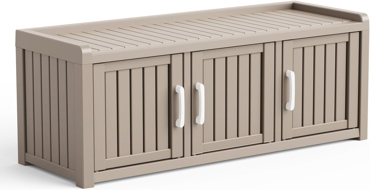 3 doors shoe bench, waterproof & uv-resistant, resin, main product view