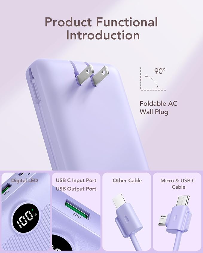 VRURC Portable Charger 20000mAh, Fast Charging Power Bank USB C, 4 Output 2 - Image 2