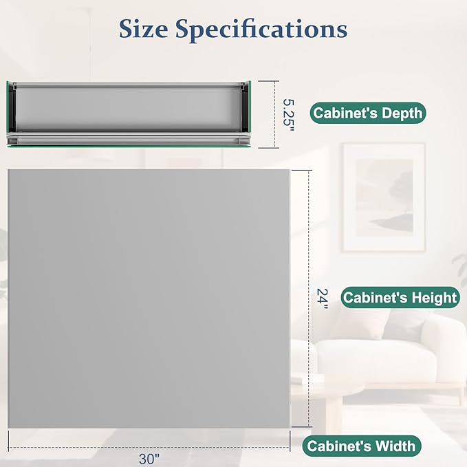 Bathroom Medicine Cabinet with Mirror, 30 Inch x 24 Inch Bathroom Mirror - Image 2