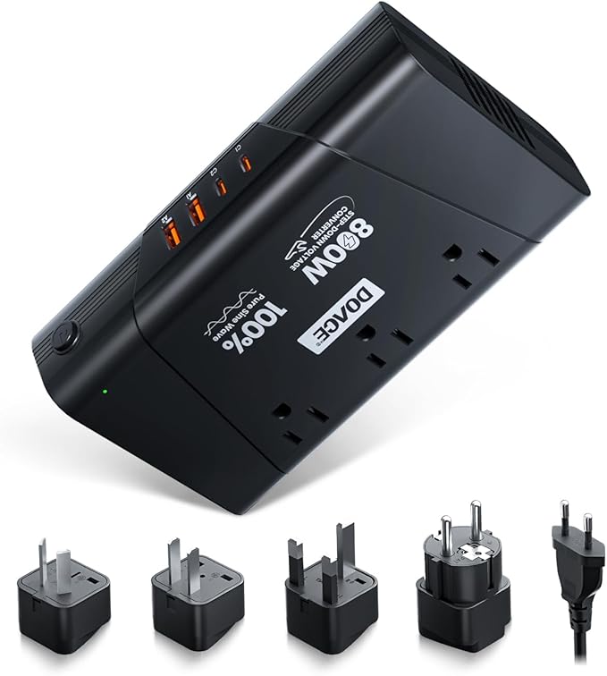 DOACE 220V to 110V Converter - 800W Voltage Converter US to Europe by DOACE