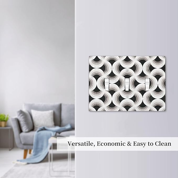 Bvtewkhz Black/White Art Marble 3 Gang Triple Toggle Decorative Light Switch - Image 6