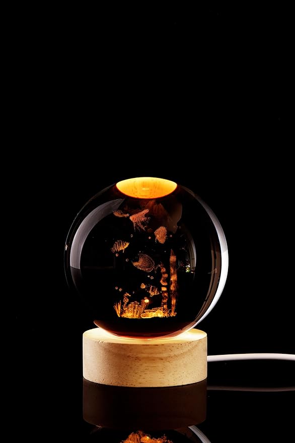 Conalisk 3D Underwater World Crystal Ball Lamp, Lifelike LED Fish Crystal Night - Image 7