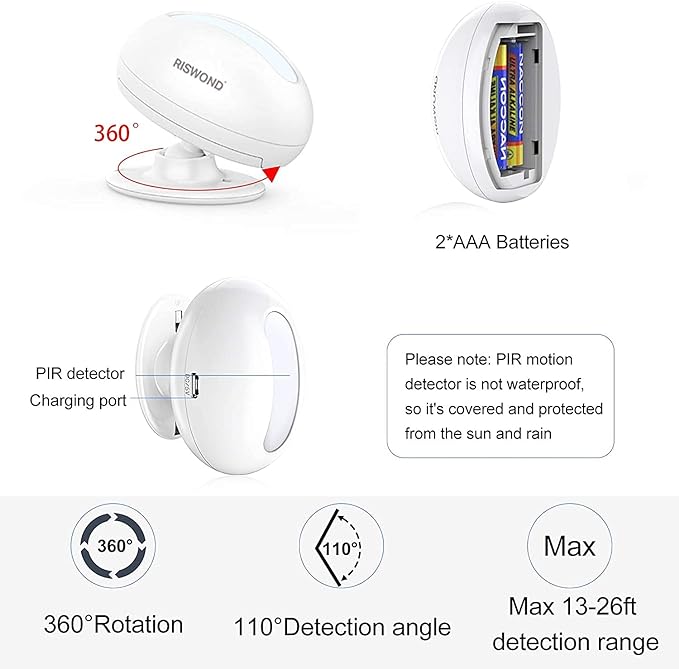 Wireless Motion Sensor Door Chime: Indoor Motion Detector Alarm Business Entry - Image 3