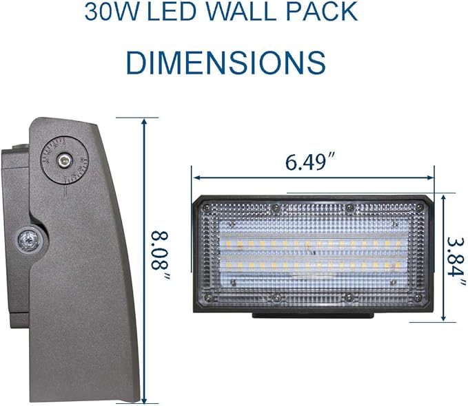 DAKASON 30W LED Wall Pack, Dusk-to-Dawn Photocell, Adjustable Head, Full - Image 6