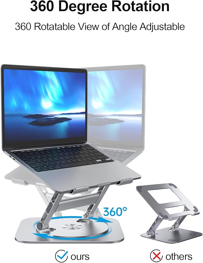 MCHOSE Laptop Stand with 360° Rotating Base, Foldable Adjustable Computer Holder - Image 3