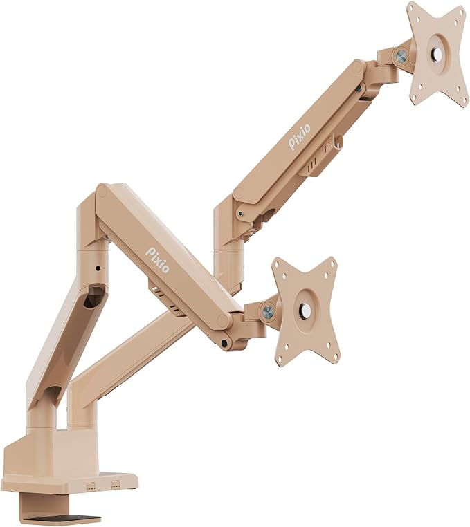 Pixio PS1D Wave Beige Dual Monitor Arm Stand Desk Mount by Pixio