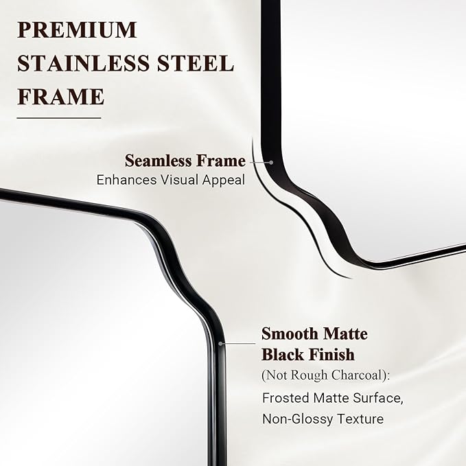 ANDY STAR Black Bathroom Mirror, 22x30 Inch Asymmetrical Mirror, Irregular Wall - Image 4