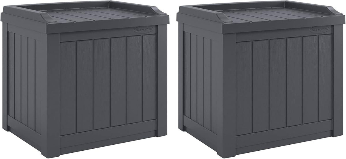 suncast 2 pack small deck box storage w/bench, main product view