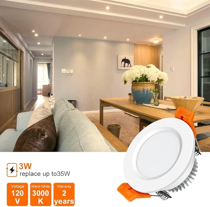 inShareplus 2 Inch LED Recessed Lighting, Downlight Dimmable 3W, 3000K Warm - Image 4